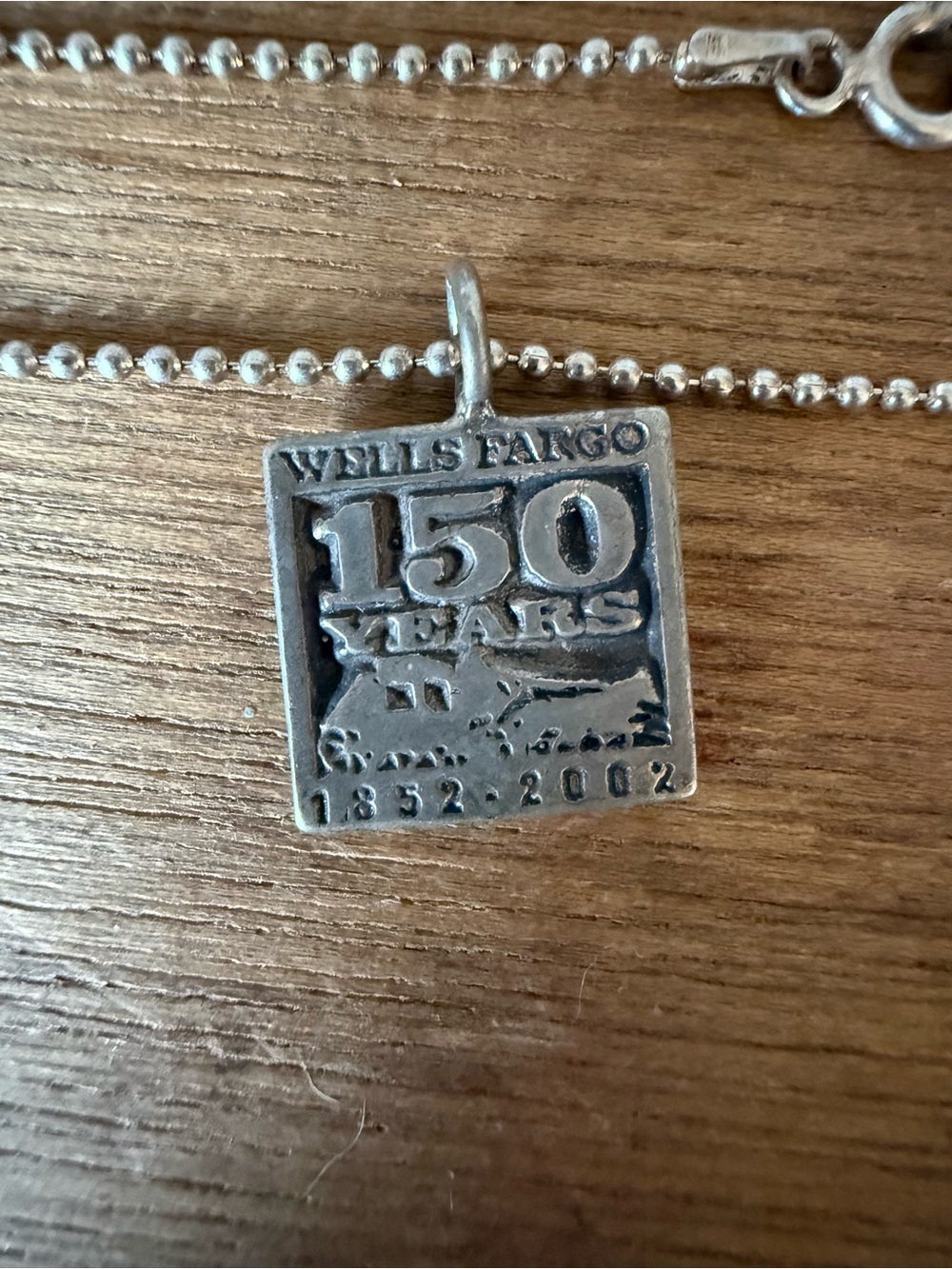 Vintage Wells Fargo 150 Years Anniversary Sterling Silver Pendant Necklace